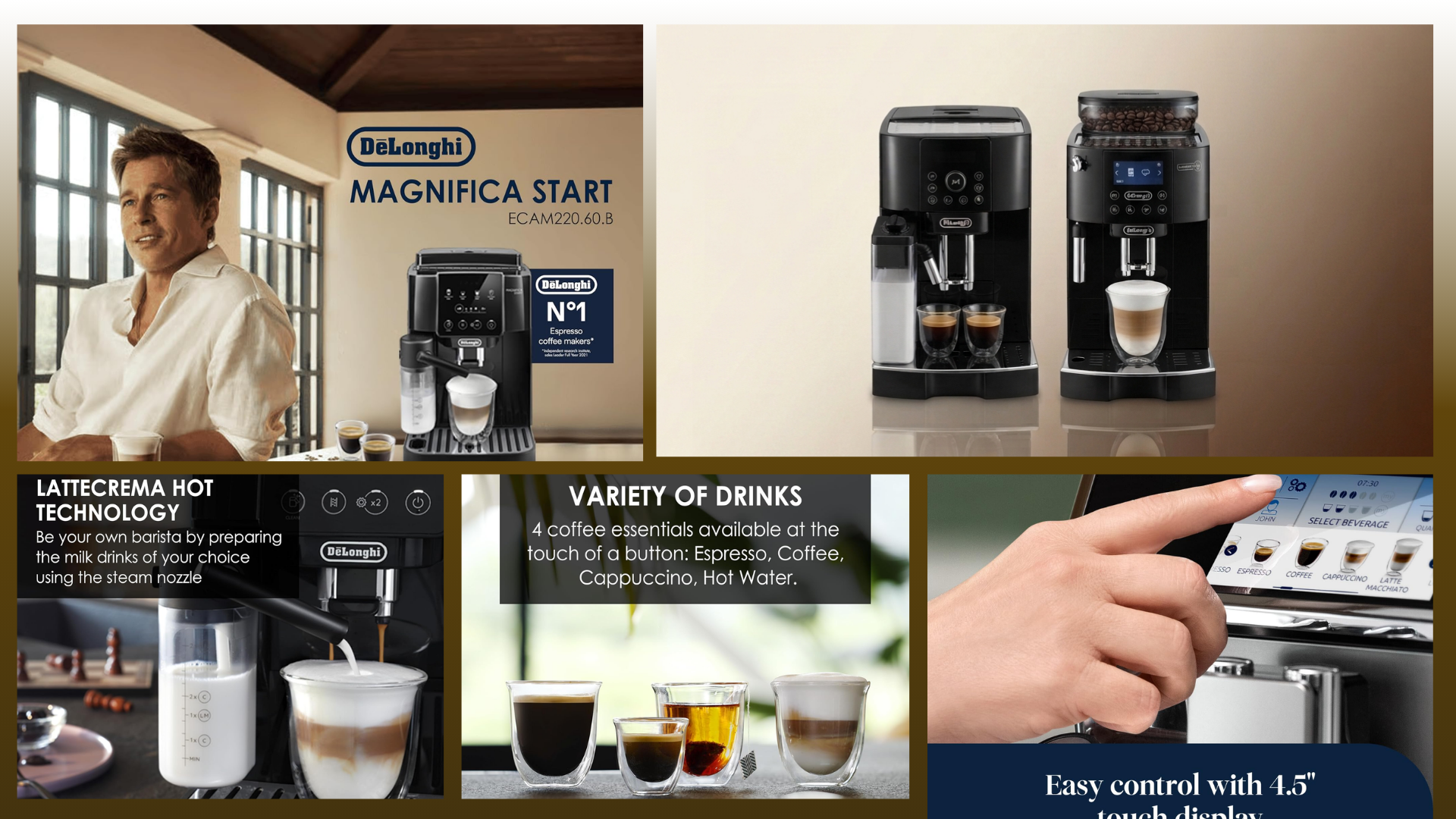 De'Longhi Magnifica automatic coffee machine features and drinks